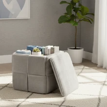 Multi-Functional Footrest Seat Small Square Ottoman Stool for Living Room Bedroom Dressing Table Shoe Changing