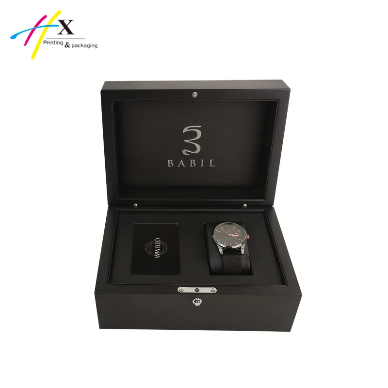 Single Wood Watch Box Case Hours Pillow Insert Custom Black Watch Box