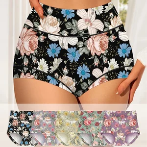 Ladies Multi Color Panties Sexy Underwear Breathable Wholesale High Waist Women Printed Underwear Beach Vacation Briefs Hot Sale