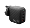 1U3C 140W Fast Charger UK BLACK