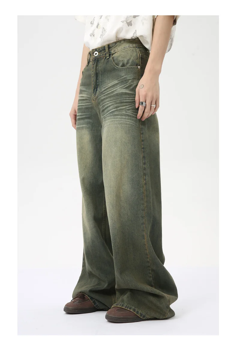Jeans larghi a gamba dritta in cotone retrò da uomo, vestibilità ampia_voghion.com