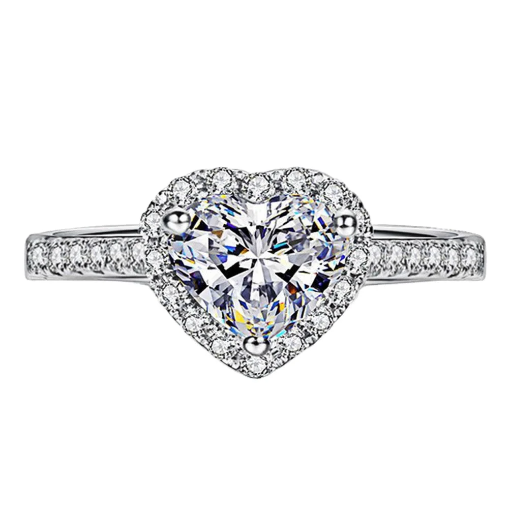 diamond heart shape cz solitaire sterling silver a