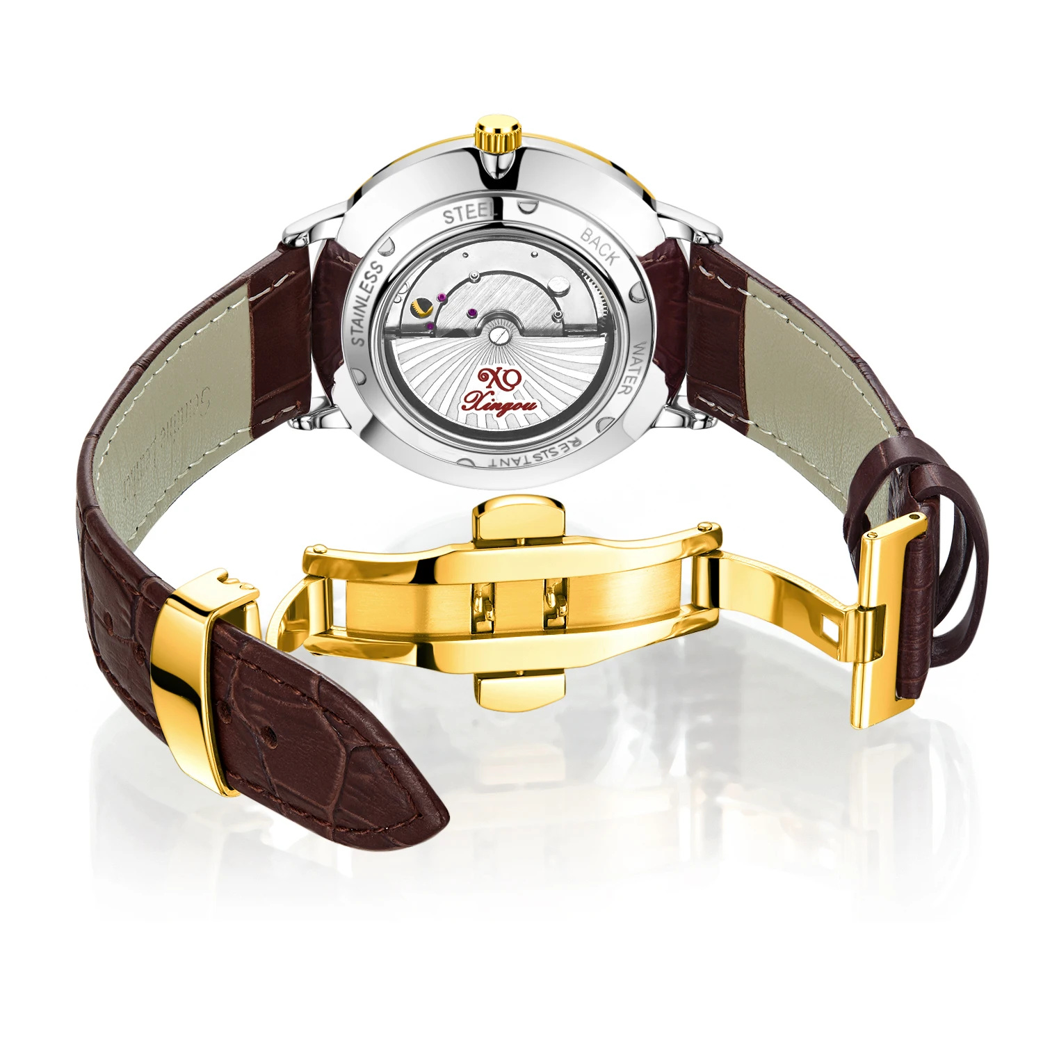 Ultra Thin XINGOU 8018 Automatic Movement Watch Genuine Leather Elegance Own Brand Private Label Watch Custom