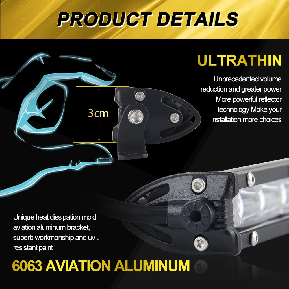 CE ROHS 4x4 светодиодная световая балка для грузовика 8 14 20 22 32 38 44 50 дюймов супертонкая 6D Однорядная