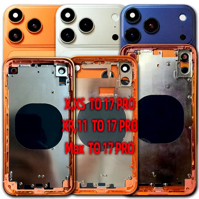 DIY XR to 17 PRO ,11 - 17 ,X XS MAX Like 17 Pro MAX Housing Compatible for iPhone for Apple Back Cover Housing Battery Frame