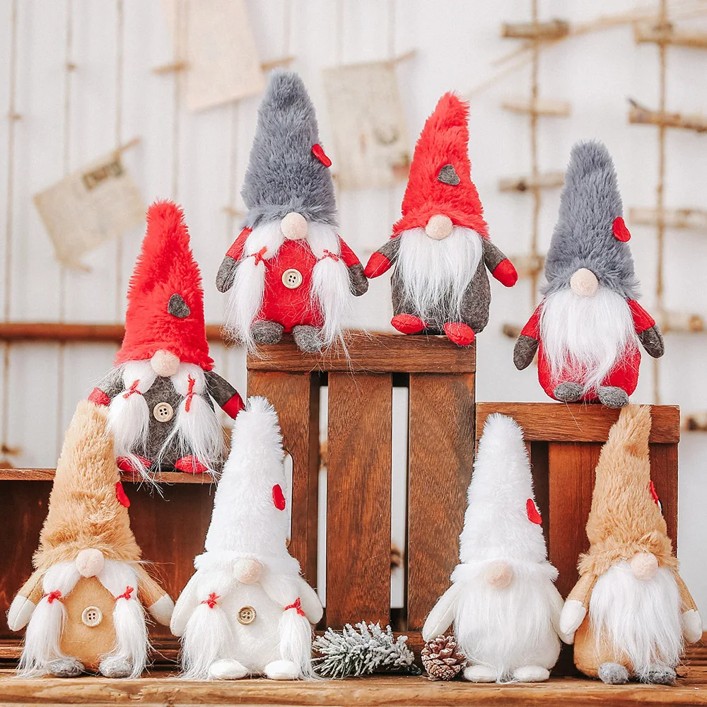 Merry Christmas Long Hat Swedish Santa Gnome Plush Doll Ornaments Handmade~ 