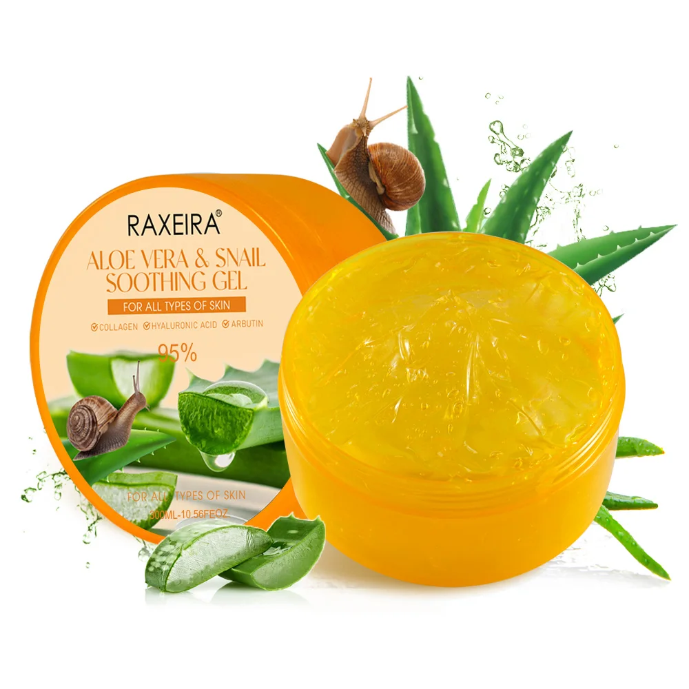Private Label Aloe Vera Gel Original Arbutin Hyaluronic Acid Collagen Aloe  Vera Snail Soothing Gel for Face