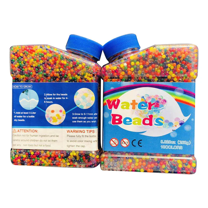 Party 50000 Beads /15Large Jumbo Beads /10 Balloons Plants Vase Rainbow Mix Kids Water Gel Beads Kids Tactile Sensory Toys Jelly Water Growing Balls for Spa Refill U-Goforst Water Beads Pack 