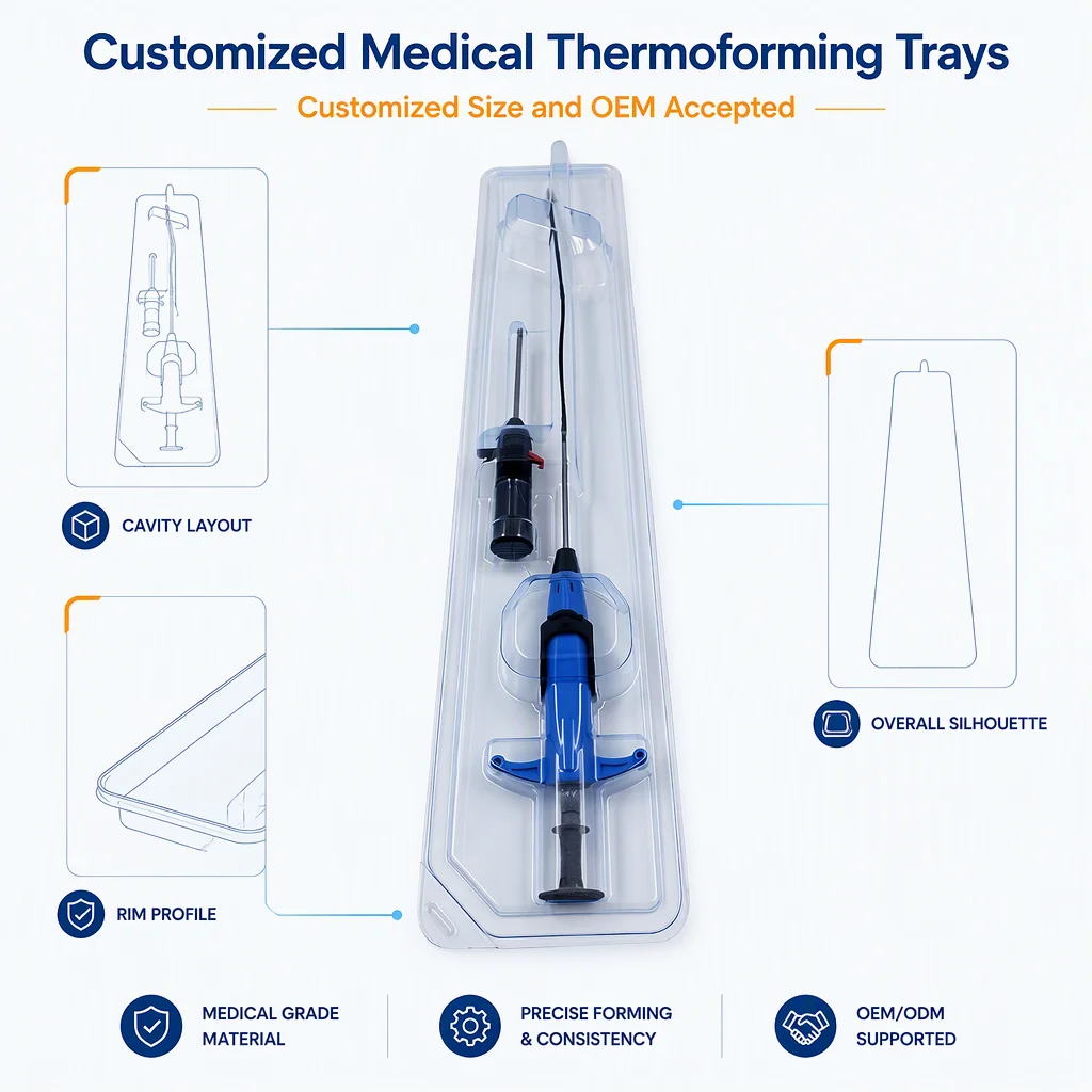 Customized Plastic Tray Sterile Packaging Tray Vacuum Formed Tray for Medical Instrument