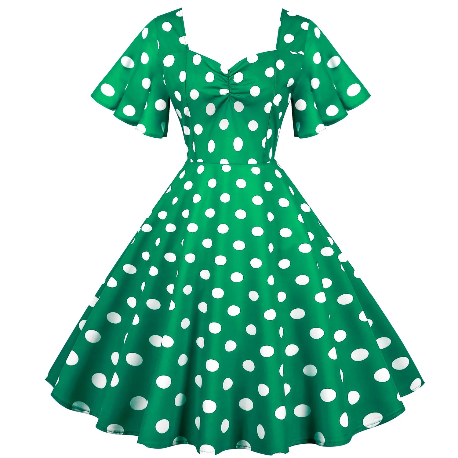 Abito Vintage Freebily Anni '50 Senza Maniche A Trapezio - Vestito Da Cocktail Con Pois, Scollo A V, Cerniera - Donna Estivo Rockabilly