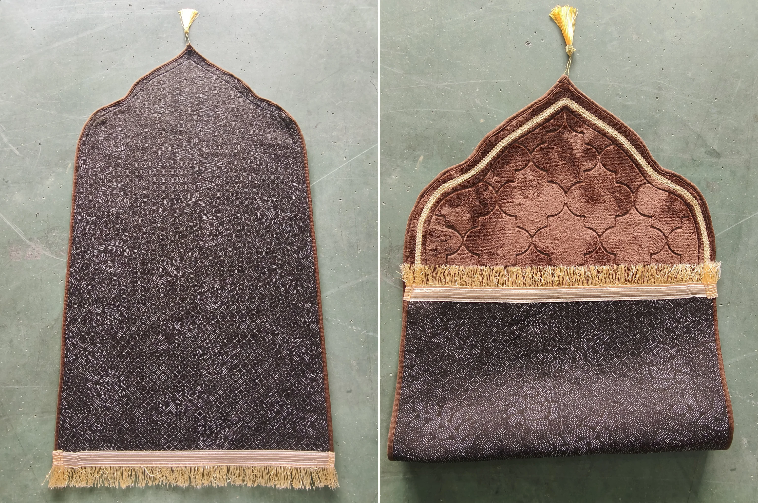 Factory Direct Sales Wholesale Muslim Embossed Worship Blanket Prayer Mat Islamic Prayer Rug with Tassels