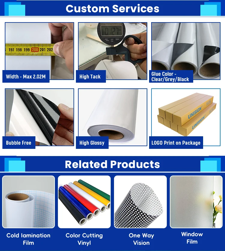 Unisign Factory Sale Colorful Eco Solvent Inkjet Printing Media Self