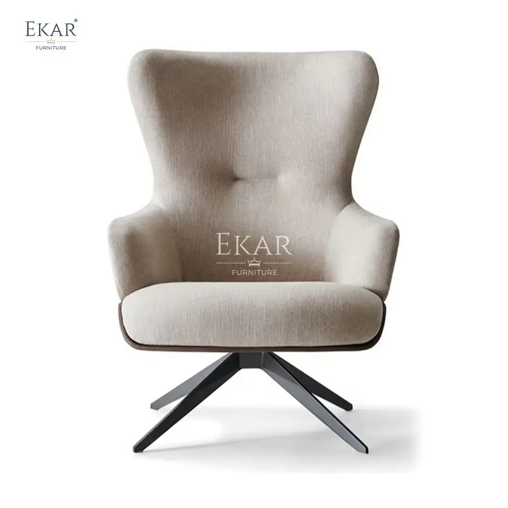 product metal and plywood frame leather and fabric lounge chair with dual sided cushion-66