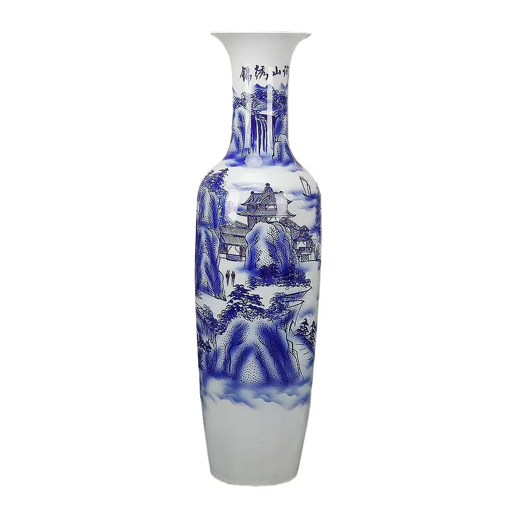 中国，景德镇，青白釉風景画花瓶 中国，景德镇，青白釉風景画花瓶