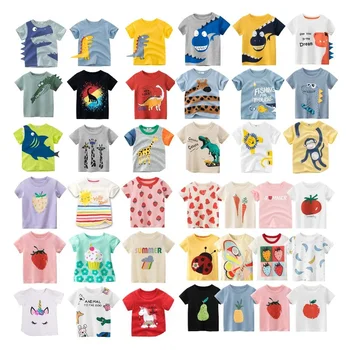 Factory cheap short sleeved boys and girls T-shirt 2024 summer patterned children's clothing soft cotton