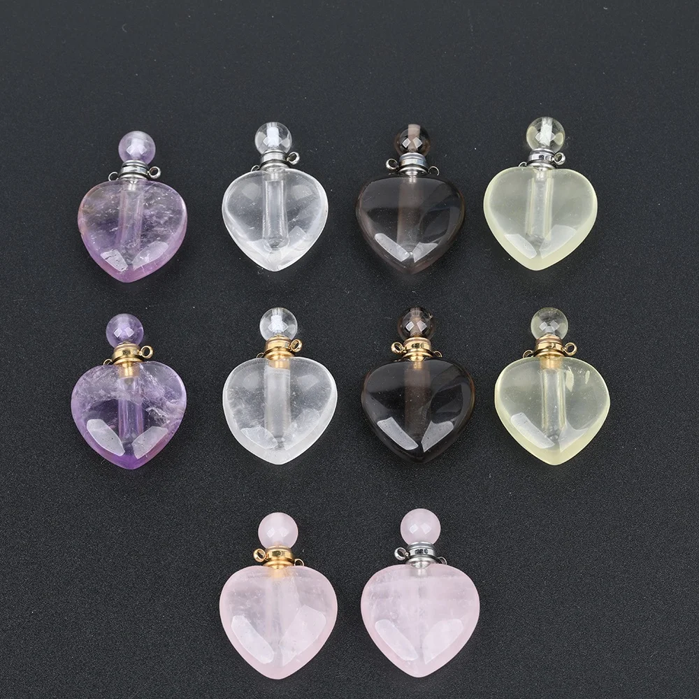 Natural Gems Quartz Heart Shape Perfume Bottle Charms Healing Crystal Pendant Trendy Heart Pendant Necklace Jewelry Buy Heart Pendant Crystal Pendant Devil Heart Jewelry Product On Alibaba Com