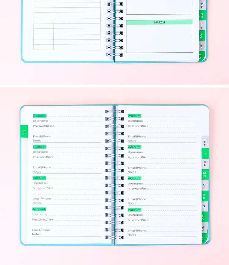 Customized Home Office Email Personal Password Address Book Notebook