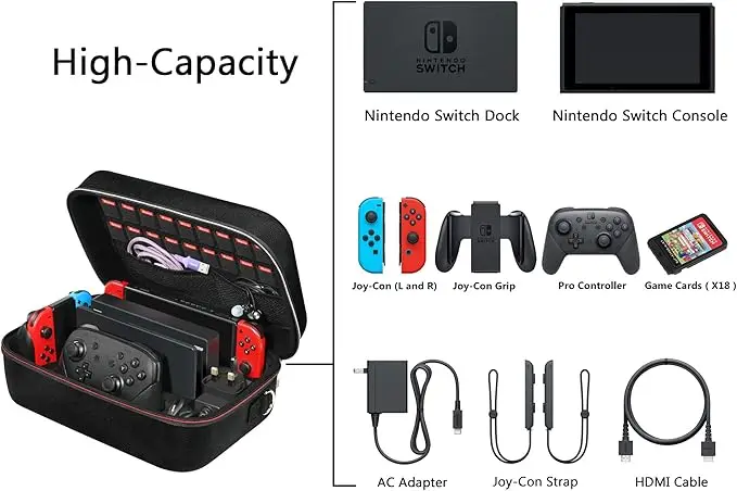 product portable traveler deluxe carrying all protective hard messenger bag soft lining pouch 18 games for switch-27