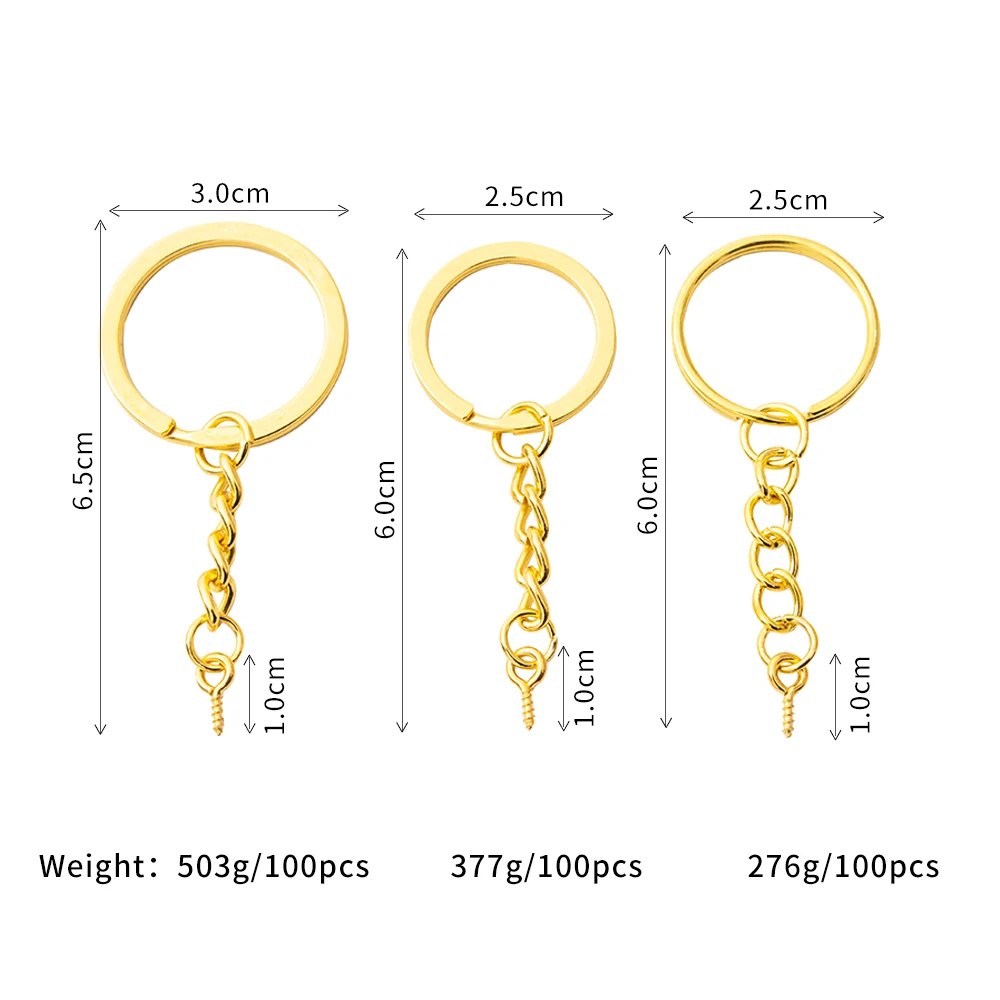 gold aperture/ flat keychain key ring