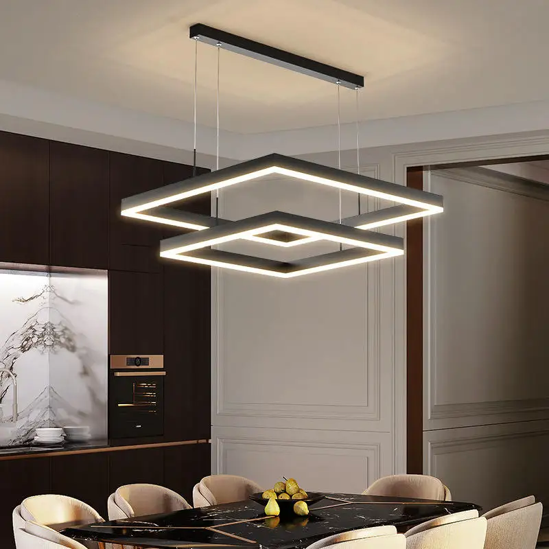 Nordic Contemporary Pendant Lighting Modern Rectangle LED Chandelier Big Pendant Light