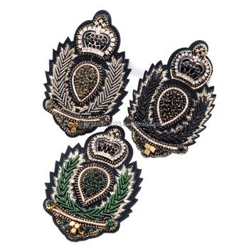 PH037 wholesale embroidery patches diamond  3d rhinestone badges patch for hat clothing