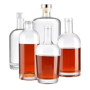 High Quality custom 100ml 200ml 300ml 375ml 500ml 750ml 1000ml glass bottle cork liquor empty gin glass bottle for whiskey gin