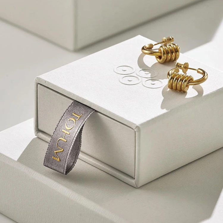 Изготовленный на заказ логотип напечатанный картонный бумажный ящик белое роскошное бумажное ожерелье серьга коробка ювелирных изделий упаковка с