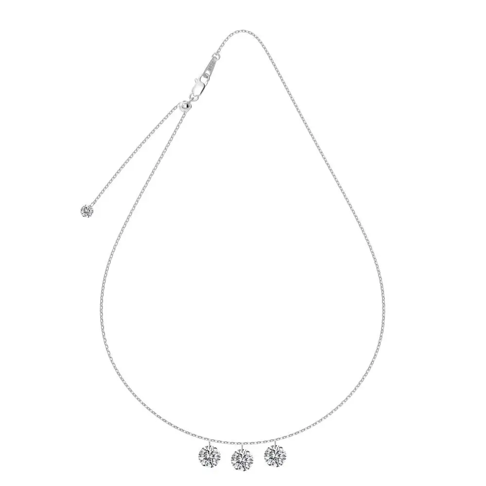 KAKODIY 925 Sterling Silver Engagement Wedding Jewelry for Women 3 Zircon Stone Pendant Necklace detail 1
