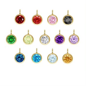 Simple design 4mm 14K gold filled 12 birthstone lucky charms