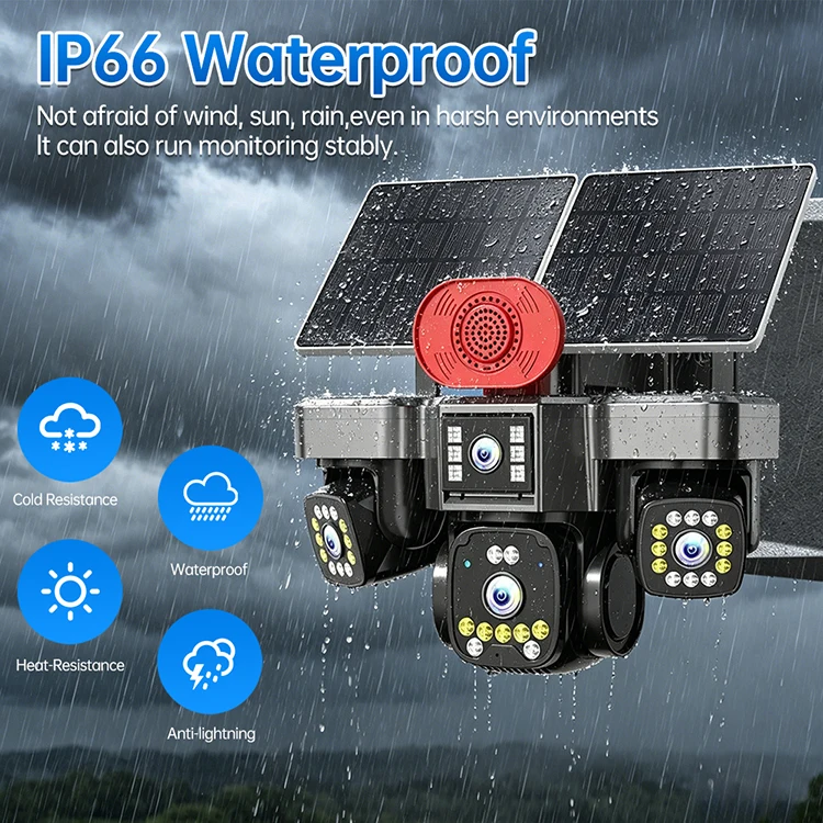IP66 waterproof outdoor solar security camera with ABS housing