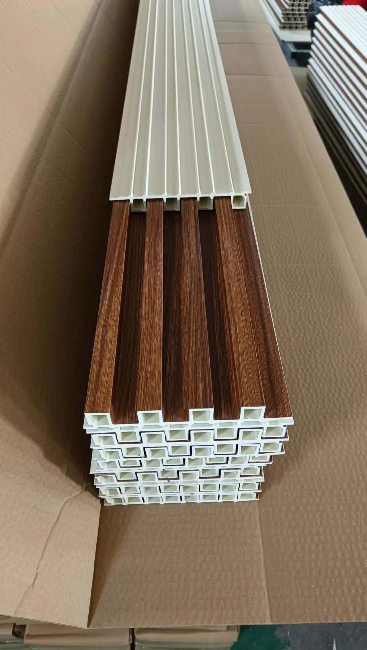 Factory Indoor Decor Wood Plastic Composite Pvc Coating Cladding Fluted ...