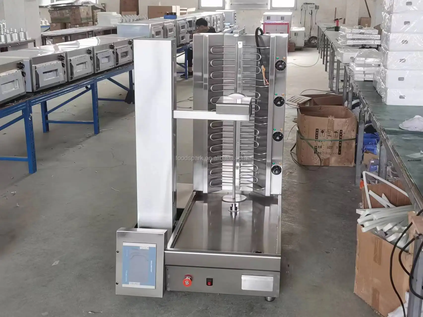 Fully Automatic 70kg Gas Doner Robot Automatic Cutting Shawarma Kebab Machine