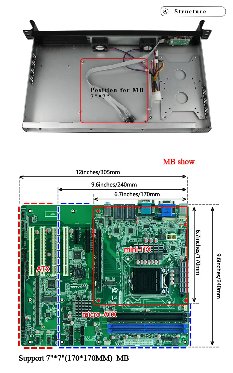 OEM 1U Short Body Rackmount Server Chassis - ATX Form Factor