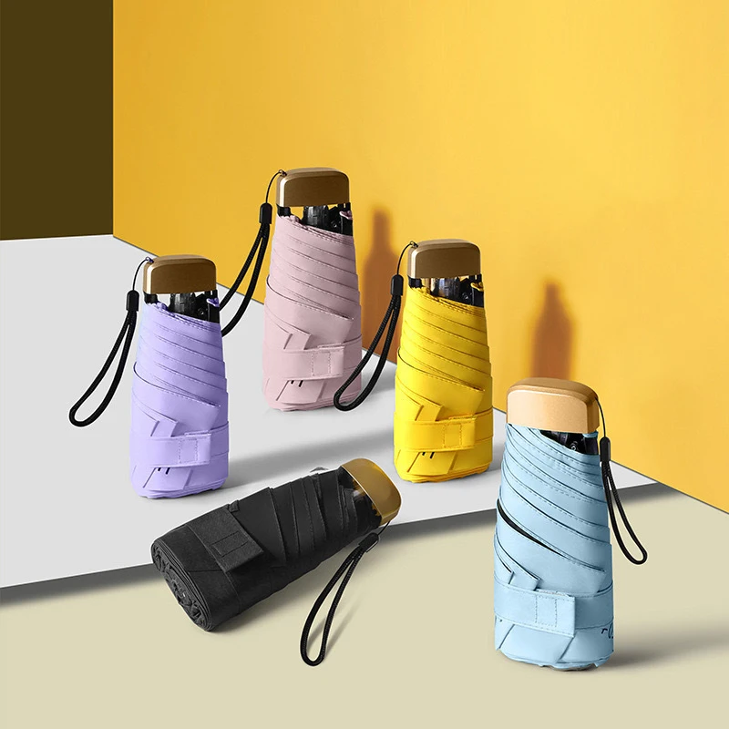 Wholesale Custom Logo Printing Polyester Pongee Travel Windproof Branded UV Mini Pocket Umbrellas_voghion.com