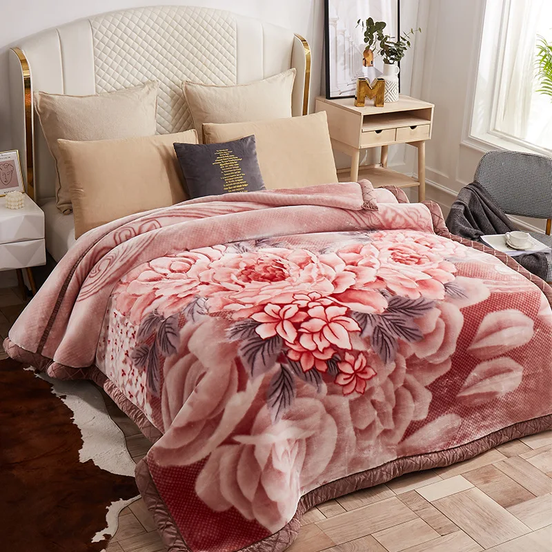 Heavy Plush Mink Blanket Silky Soft Ply Raschel Blanket For