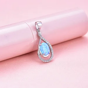 POLIVA Elegant 925 Sterling Silver Jewelry Pendants 3A Cubic Zirconia Teardrop Opal Pendant for Women