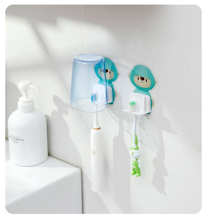 Cartoon toothbrush holder Wall hanging mouthwash cup storage rack Perforation-free household toiletry cup holder manufacture