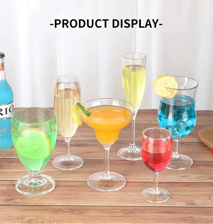 Reusable Plastic Red Wine Martini Glass Goblet Unbreakable Unique