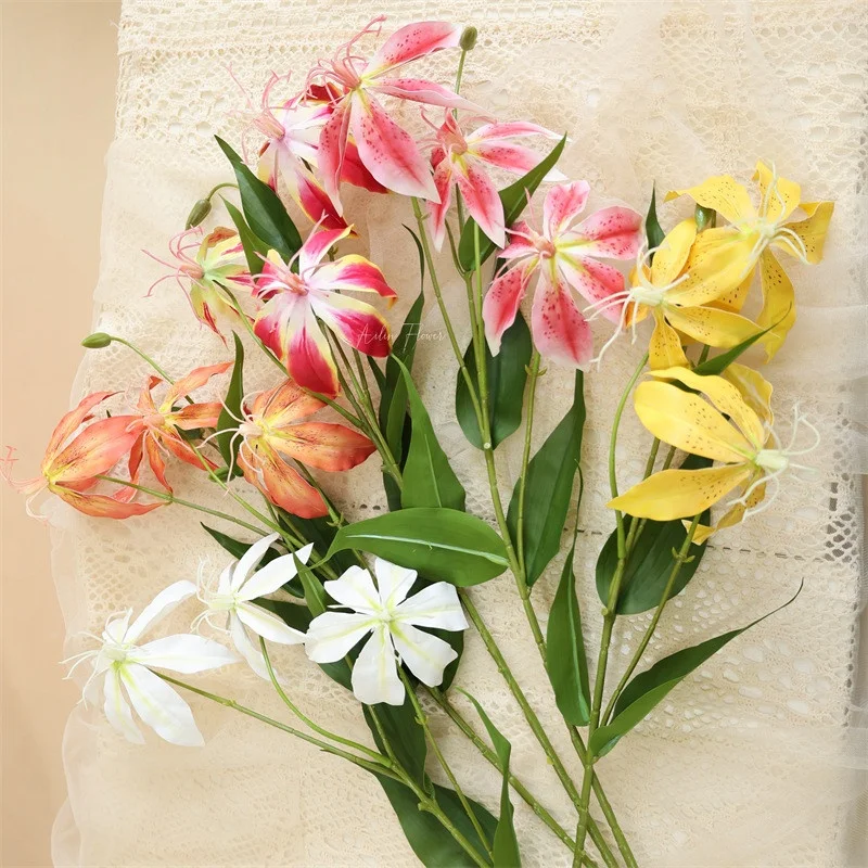 A-394 Artificial Flowers Lily Real Touch 3D Printing White Spider