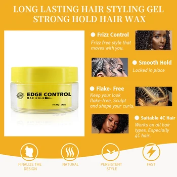 Hair Edge Control Gel Hair Wax Cream Hair Styling Cream Curls Control  Long-lasting Hair Finishing Balm 