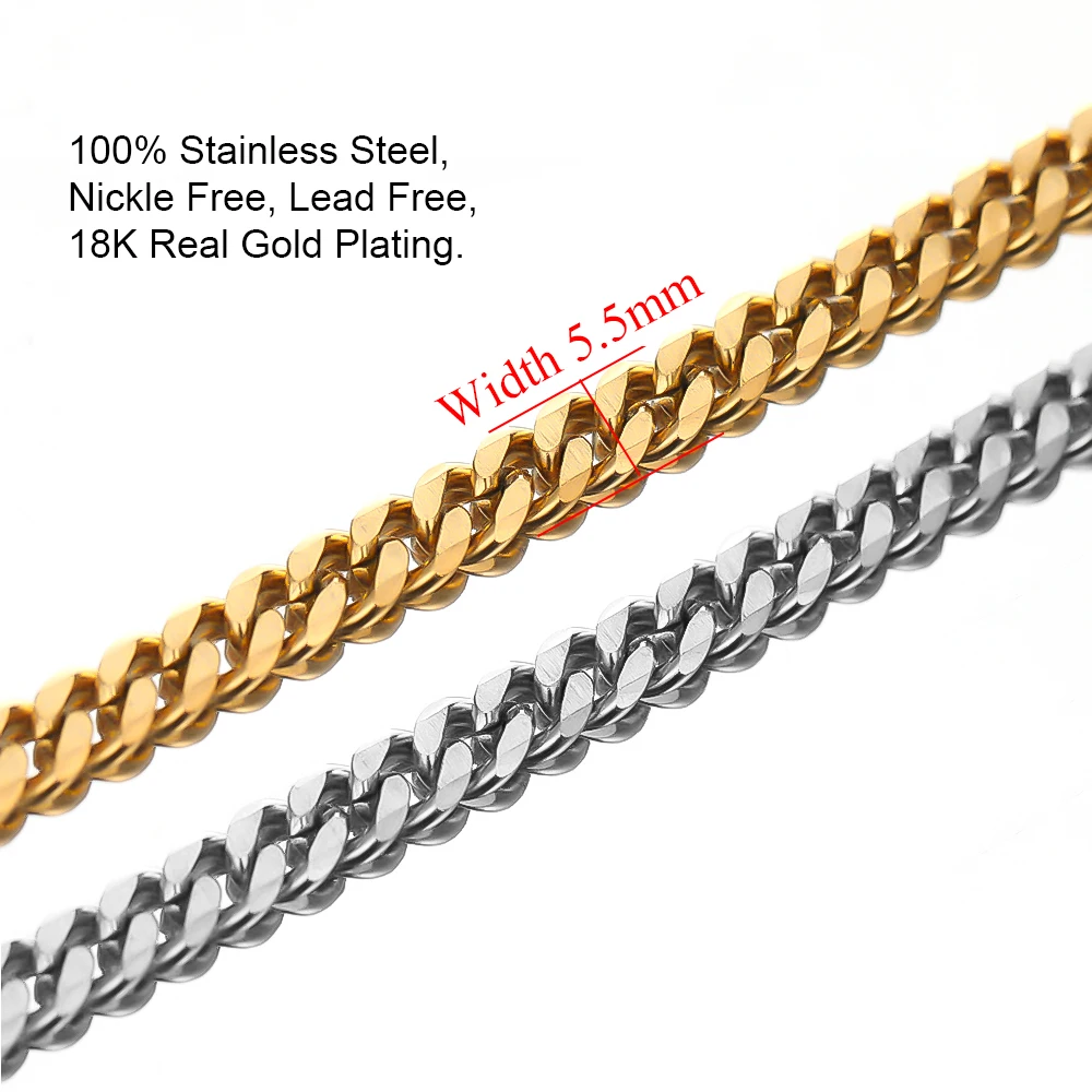 Stainless Steel Gold Color Cuban Chain Bulk Diy Jewelry Making Hiphop ...