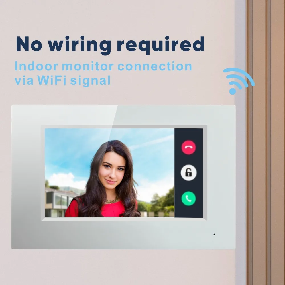 Wireless Smart 8 Inch LCD Touch Screen Cloud Basaed APP Control Facial Unlock Multi Apartment IP Video Intercom