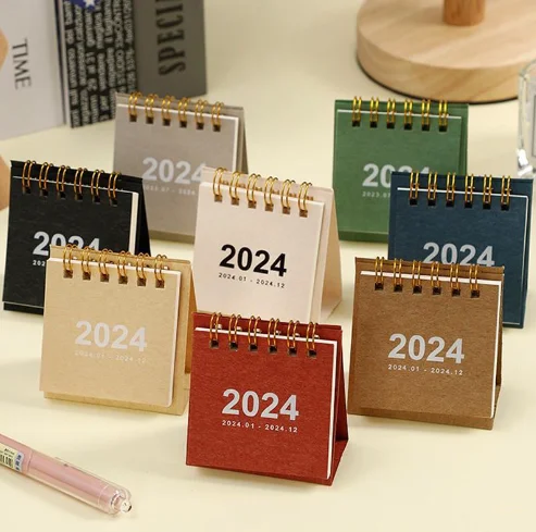 2024 Creative Minimalist Tabletop Ins Mini Basic Desk Calendar Sprial Wire Ornaments Student Schedule Plan Book details