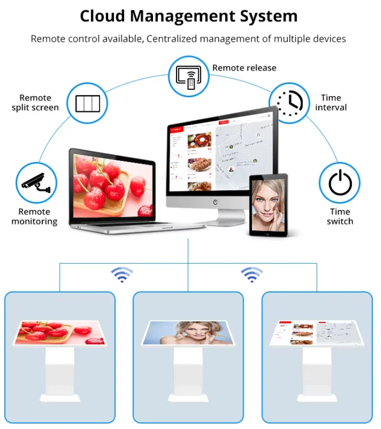 43/55 inch digital signage Metal Floor Stand Lcd Advertising Digital Signage Kiosk With Android Indoor Touch Screen Display manufacture