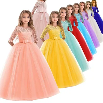 Hot-selling children's dress long-sleeved wedding flower European and American princess dress Girl kids party dress