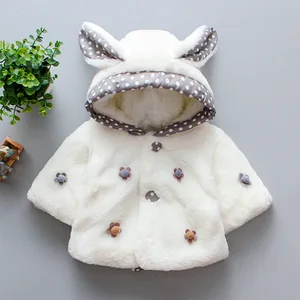 Baby Girls Winter Coats Hooded Single Breasted Cotton Windproof 95%  Filling Cute Design Wholesale