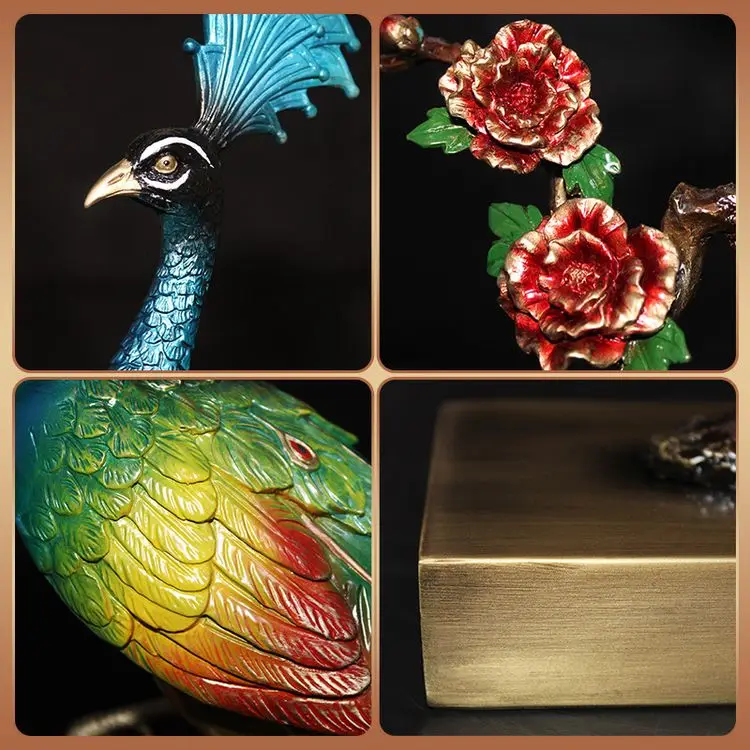 真鍮アート彫刻新しいリビングルームの装飾高級孔雀の装飾家の装飾の