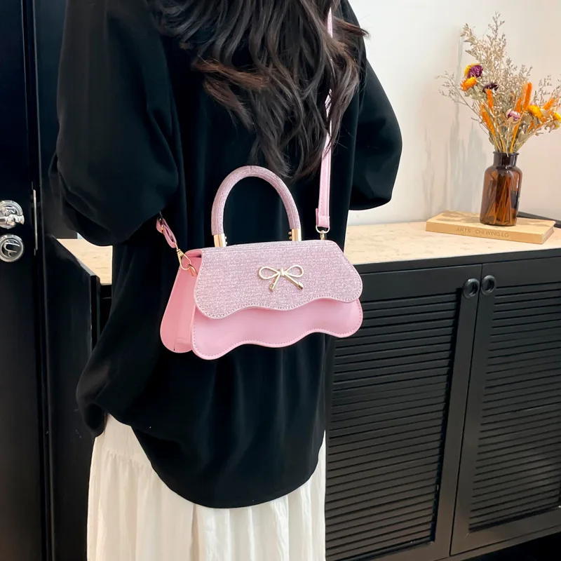 Lady Women's Fashion Bow Knot PU Leather Crossbody Shoulder Bag Butterfly Pattern Simple Daily Design 2025 Summer New Arrival