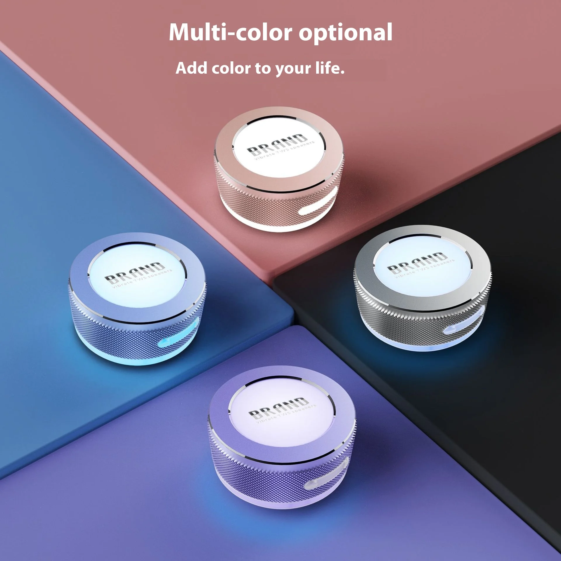 Symphony Mini Portable RGB Bone Conduction Vibrating Speaker Suction Cup 360° Omni-directional Sound Effect Magnetic Speaker