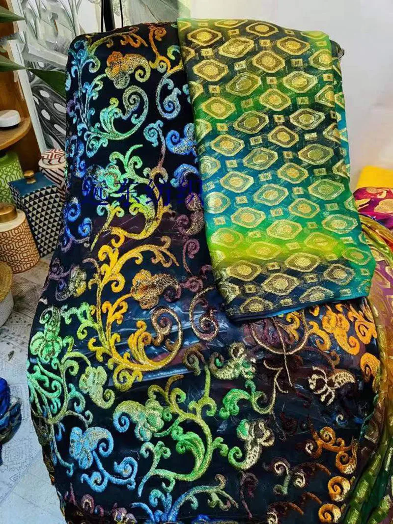 Custom Design Top Grade Silk Embroidery Fabric Somali Dirac Baati Silk